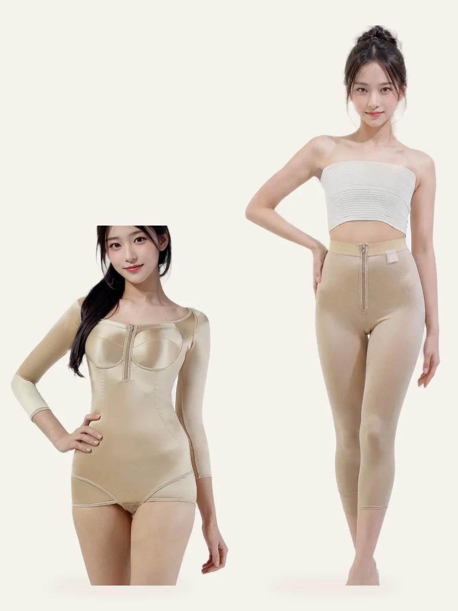 상체 긴소매 압박복과 7부 레깅스를 함께 착용한 모습